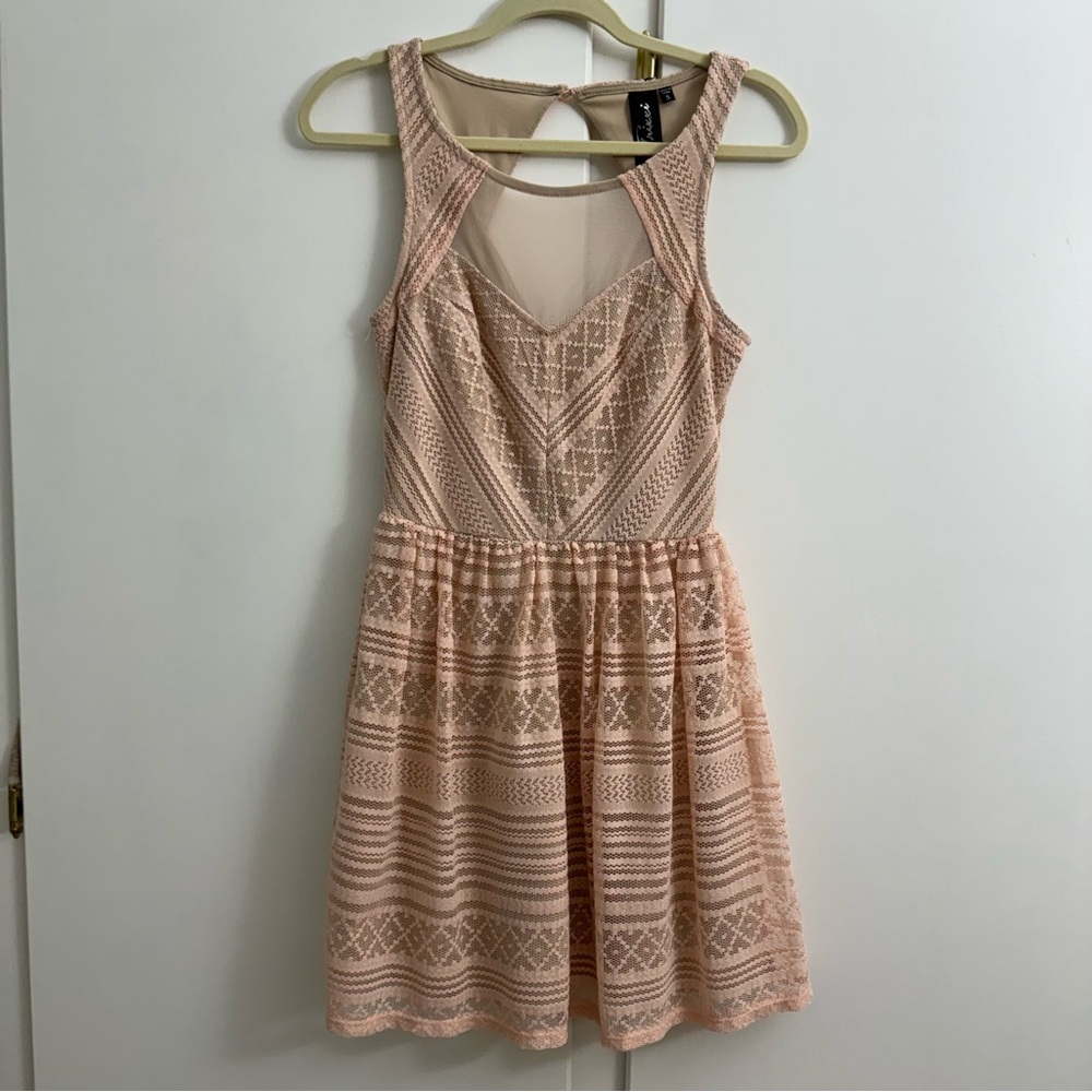 Trixxi Lace Mesh Blush Dress